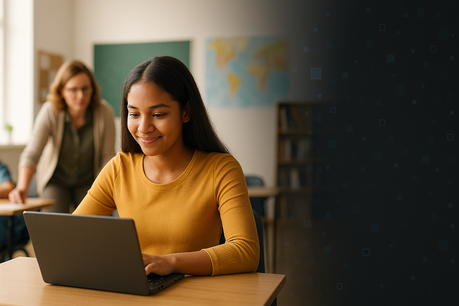 Student using Chromebook